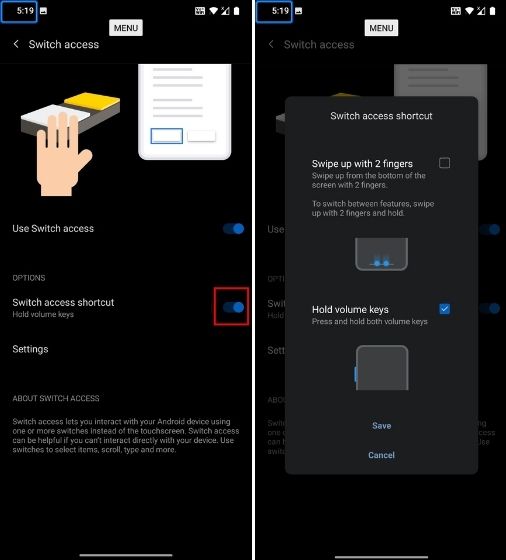 Utiliser Switch Access sous les paramètres d'accessibilité