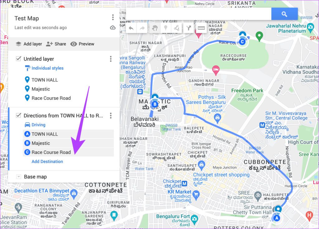 Saisissez un nouvel emplacement pour obtenir un itinéraire sur Maps