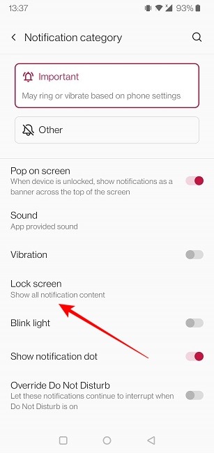 Masquer les notifications de l'écran de verrouillage Oneplus Désactiver l'écran de verrouillage