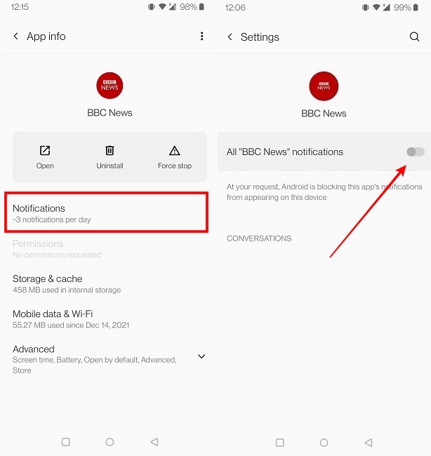 Masquer les notifications Verrouiller l'écran Application individuelle Oneplus Aucune notification