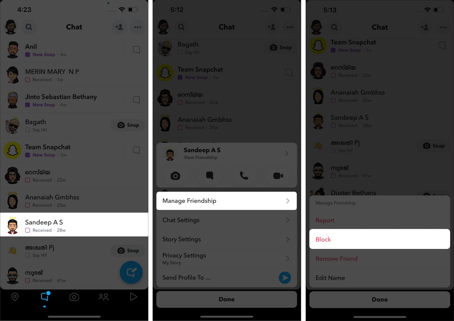 Bloquer l'utilisateur de SanpChat sur iPhone