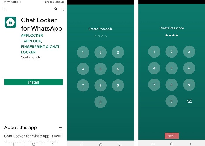 Masquer les appels texte Chat Locker pour l'écran d'accueil Whatsapp