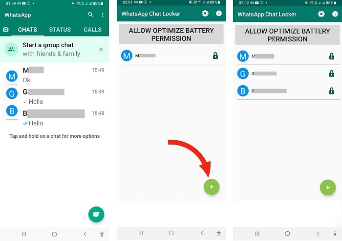 Masquer les appels texte Chat Locker pour Whatsapp Masquer les messages