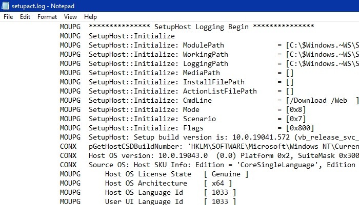 Fichier journal détaillé de Setupdiag