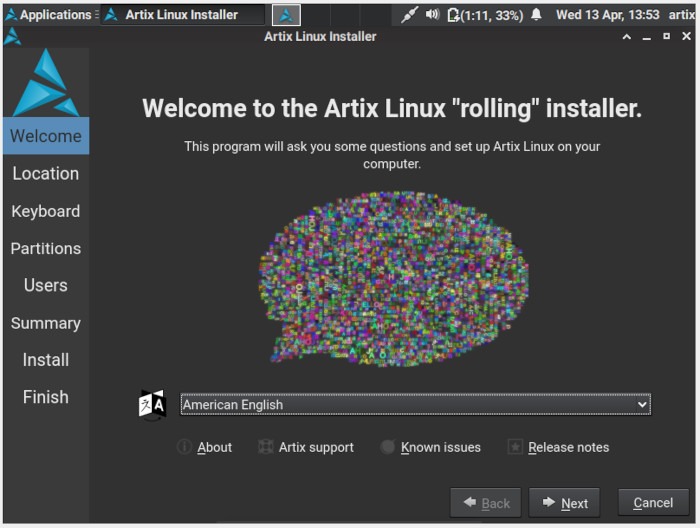 Installation de bienvenue d'Artix Linux 09