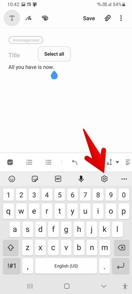 Paramètres du clavier Samsung à partir du clavier