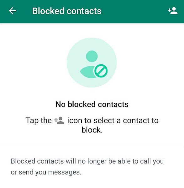 Liste de contacts bloqués dans WhatsApp