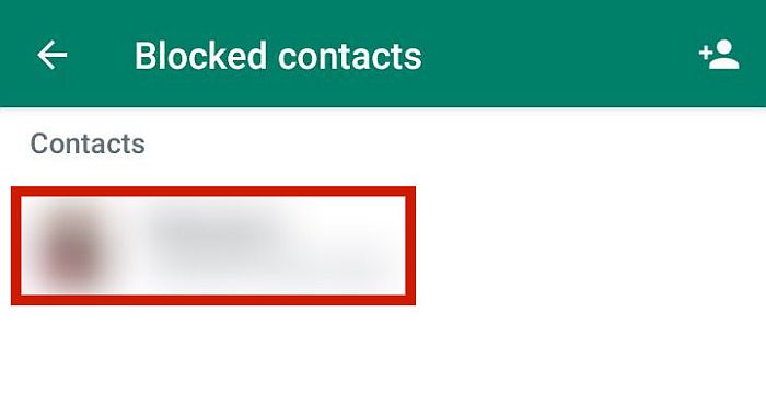 contact ajouté à la liste des contacts bloqués