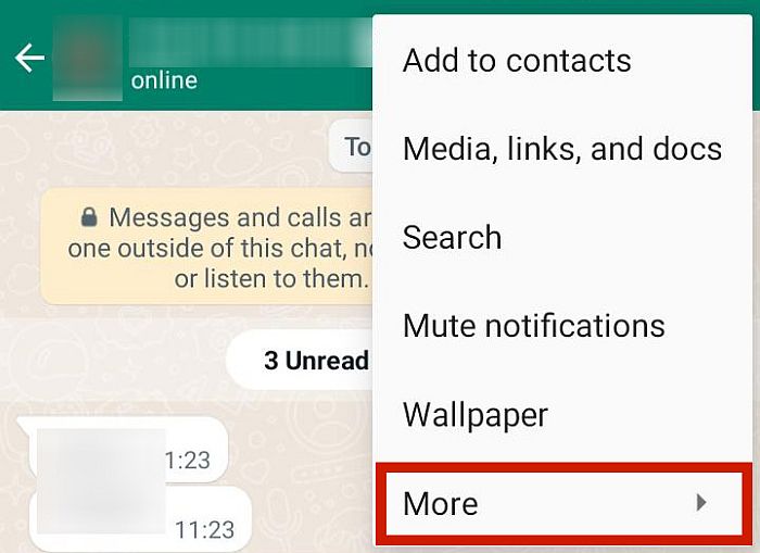 Plus de menu d'options dans WhatsApp