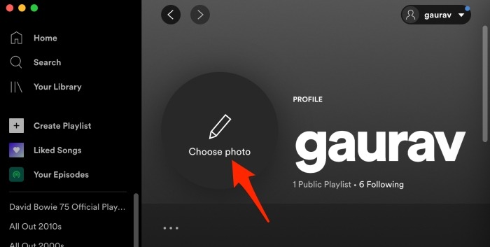 Spotify Modifier le bureau de profil