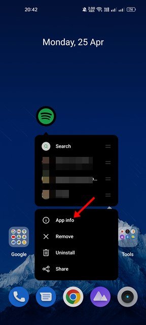 Forcer l'arrêt de l'application Spotify