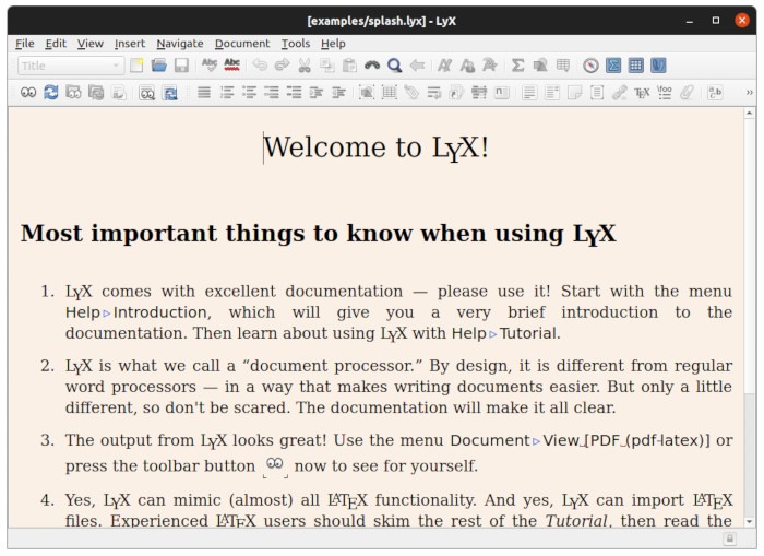 Éditeurs Latex Linux 06 Lyx