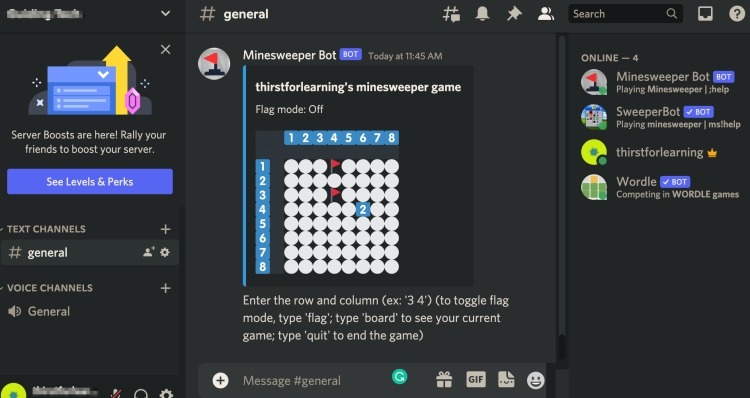 Démineur Discord Gaming Bot