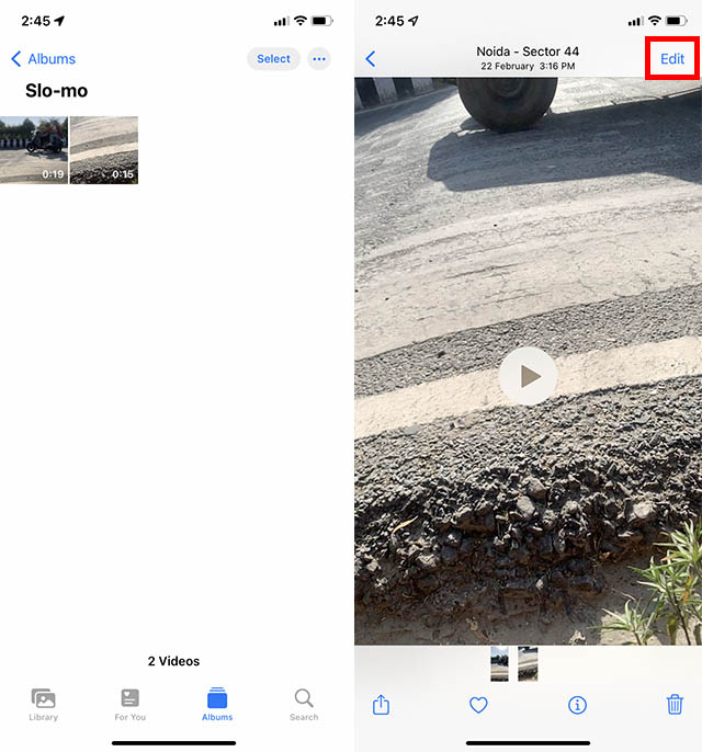 éditer une vidéo au ralenti application de photos iphone