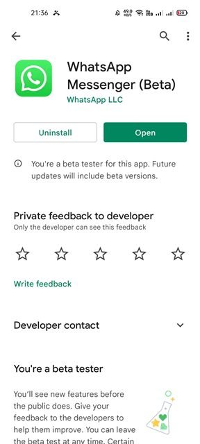 mettre à jour l'application WhatsApp