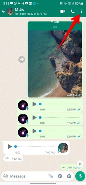 Whatsapp Exporter le menu Android