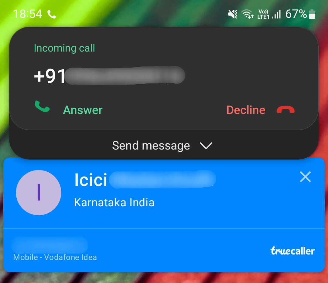 Notification Truecaller pour le numéro de téléphone