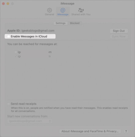 Activer ou désactiver les messages de synchronisation automatique sur Mac