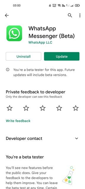 mettre à jour l'application WhatsApp pour Android