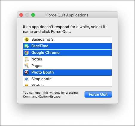 Forcer à quitter les applications en conflit sur Mac