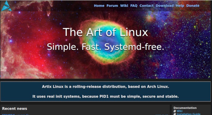 Site Web Artix Linux