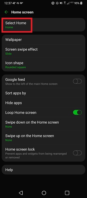 Comment attribuer un écran d'accueil sur Android Select Home