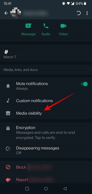 Empêcher Whatsapp d'enregistrer des images Android Media Visibility One Chat