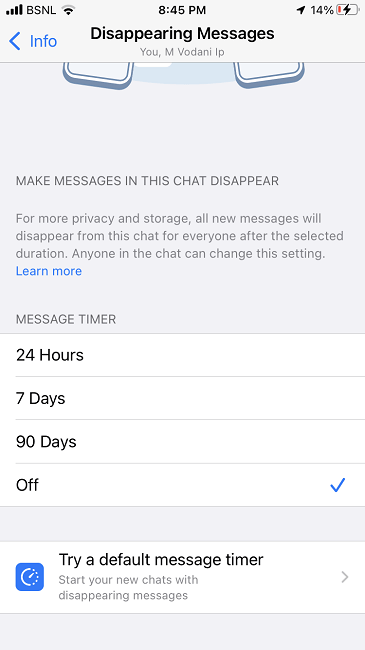 Empêcher Whatsapp d'enregistrer des images Ios Set Timer