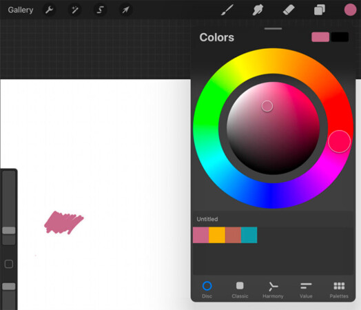 Choisissez une couleur à partir de l'application iPad Procreat