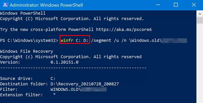 Commande Powershell de la corbeille