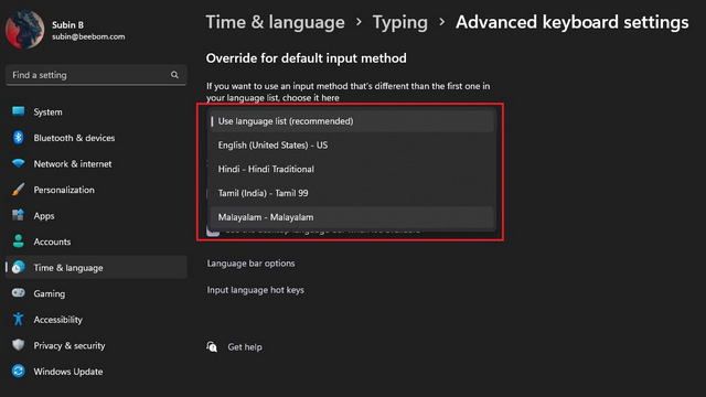 changer la langue du clavier dans windows 11