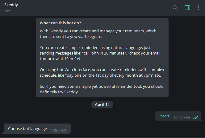 Utilisation de Telegram Skeddybot 2