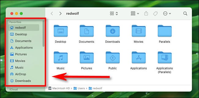 Dans le Finder, utilisez la barre latérale pour une navigation rapide.