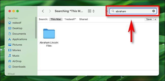 Dans le Finder, utilisez la barre de recherche pour rechercher des fichiers et des dossiers.