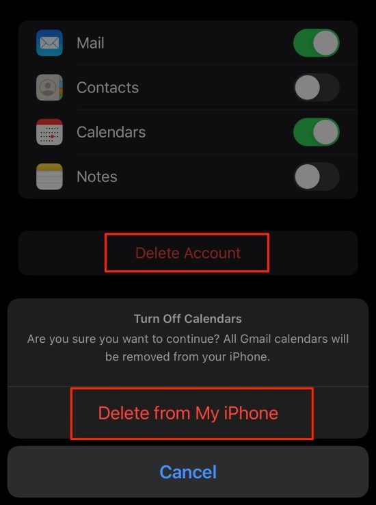 Supprimer le compte de messagerie de l'iPhone