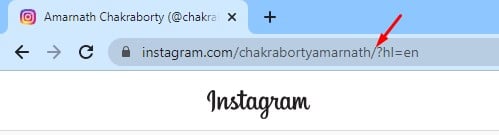 L'URL affichée dans la barre d'adresse est votre lien Instagram