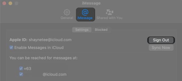 Se déconnecter de Messages sur Mac