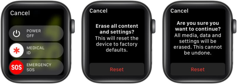 Forcer l'effacement de l'Apple Watch