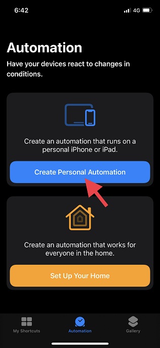Appuyez sur Créer une automatisation personnelle