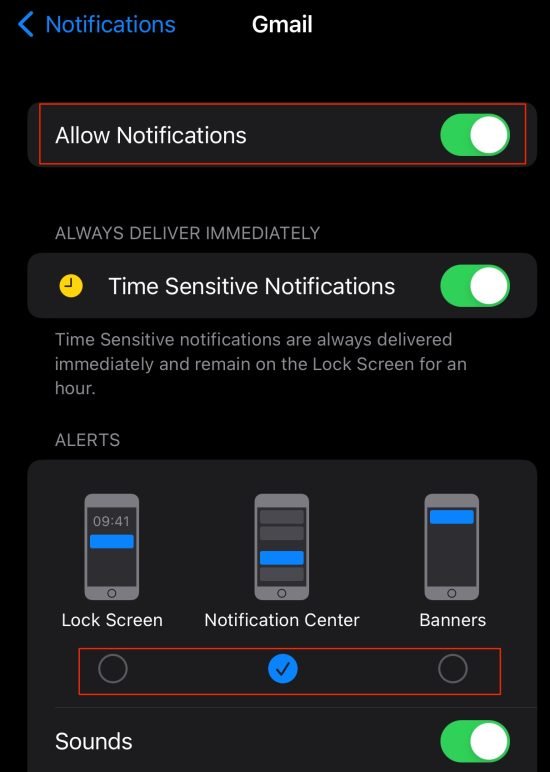 Désactiver ou masquer la notification