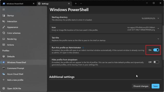 Toujours ouvrir PowerShell en tant qu'administrateur sur Windows 11