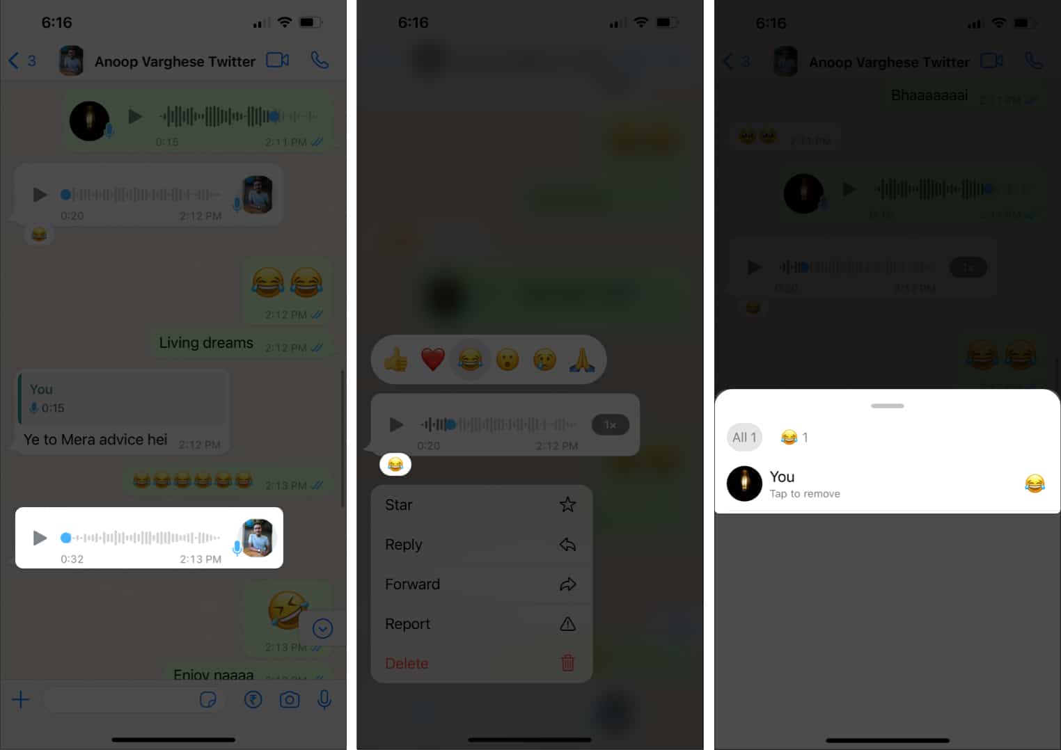 Supprimer les réactions aux messages sur WhatsApp de l'iPhone