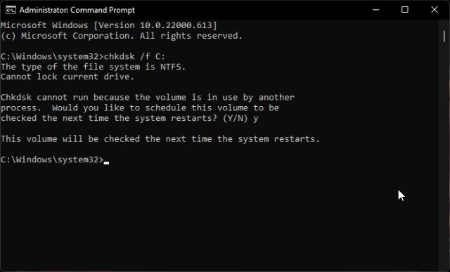 2. Exécutez l'analyse CHKDSK