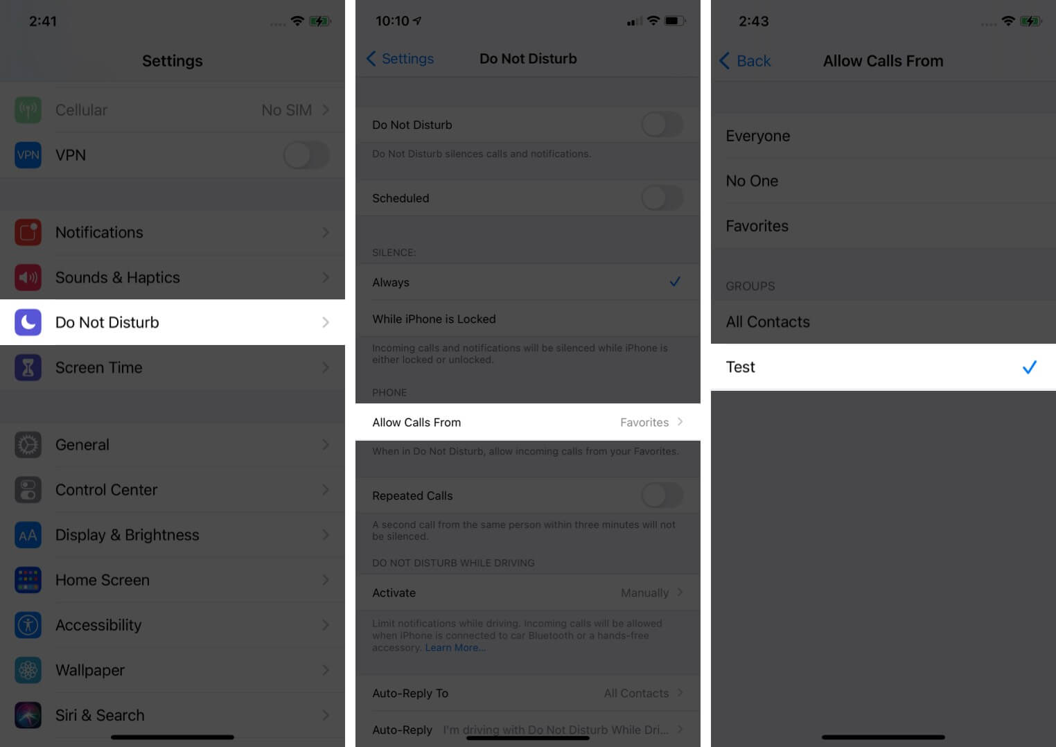 Utilisez des groupes de contacts pour le mode Ne pas déranger sur votre iPhone