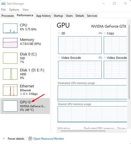 sélectionner l'unité GPU