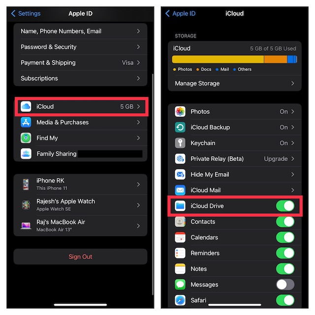 Activer ou désactiver iCloud Drive sur iOS