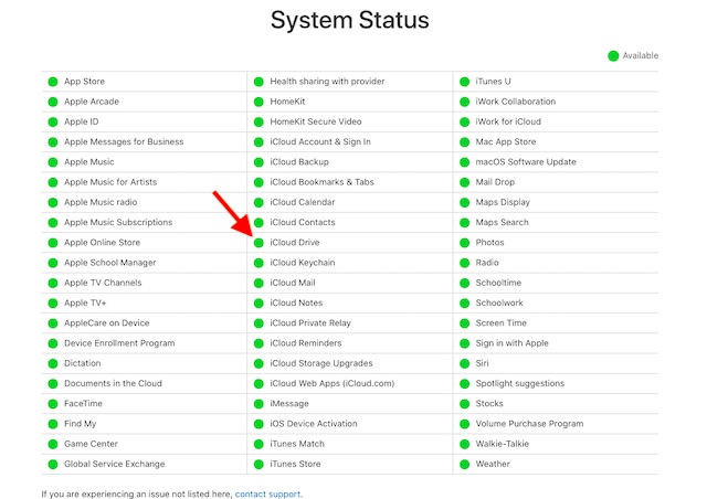 Vérifiez l'état du système d'Apple pour iCloud