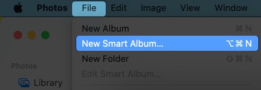 Sélectionnez Nouvel album intelligent sur Mac