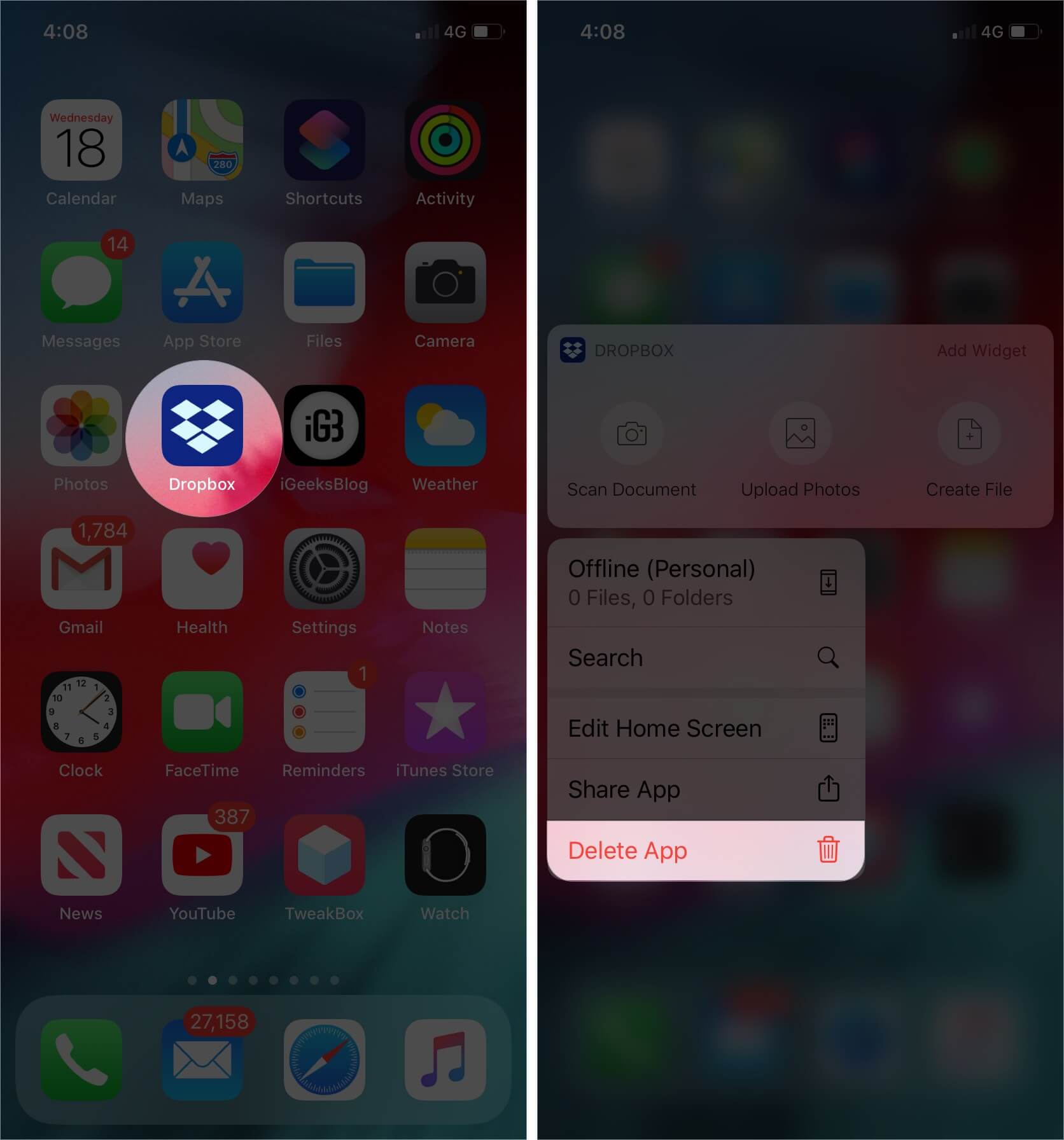 Supprimer l'application sur iPhone dans iOS 13