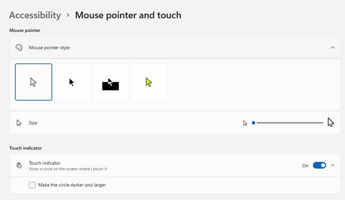 sélectionner le style du pointeur de la souris